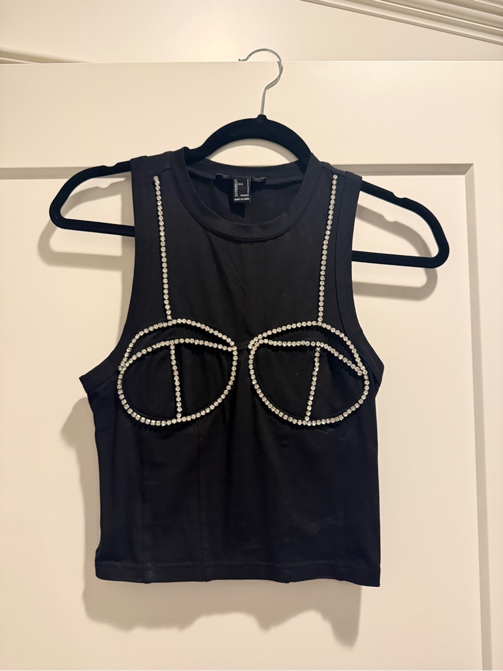 Forever 21 Black Rhinestone-Trim Cropped Tank - Picture 2 of 3